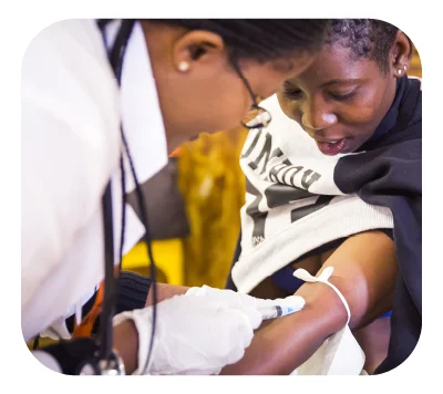 Young patient with a caregiver